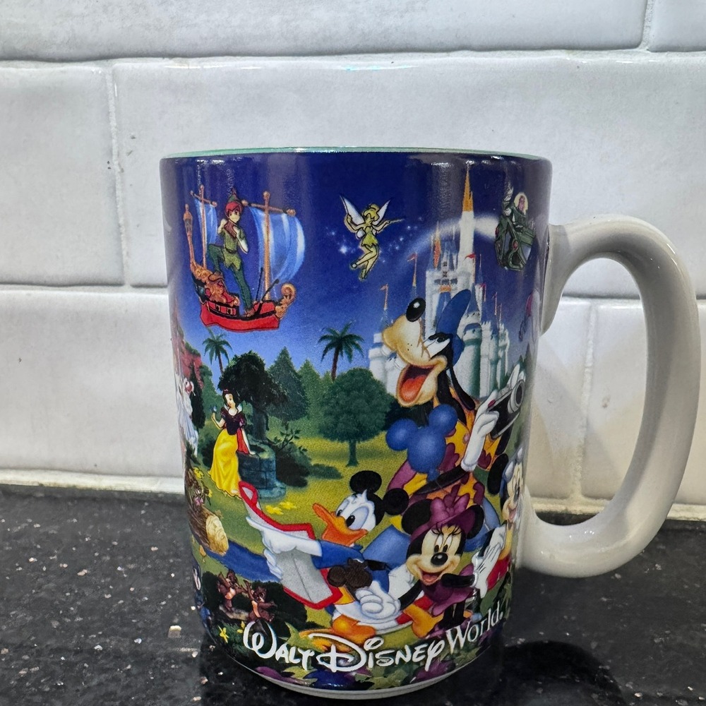 Disney Parks Walt‎ Disney World Grandpa Character Collage Coffee Mug Teal Inside